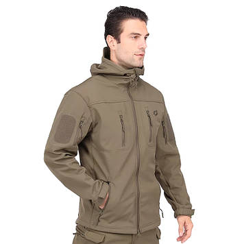 Тактическая куртка Eagle Soft Shell JA-01-0 з флісом Green Olive, GP, гарної якості, куртка тактична soft shell
