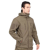 Тактическая куртка Eagle Soft Shell JA-01-0 з флісом Green Olive 4XL, GP, Гарної якості, Тактична куртка зимова, Тактична куртка