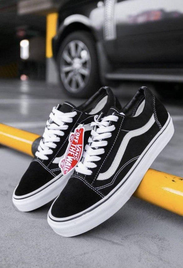 Чоловічі Ванси чорно-білі текстиль унісекс Кеди VANS Old Skool жіночі весна осінь, фото 1