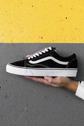 Чоловічі Ванси чорно-білі текстиль унісекс Кеди VANS Old Skool жіночі весна осінь, фото 4