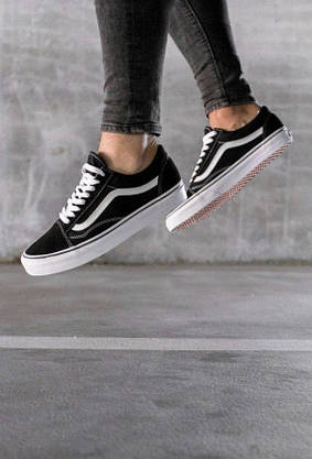 Чоловічі Ванси чорно-білі текстиль унісекс Кеди VANS Old Skool жіночі весна осінь, фото 6