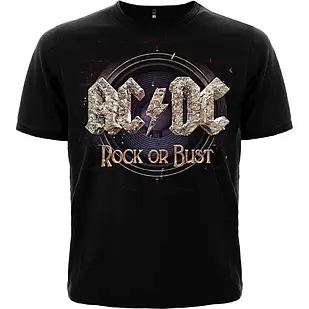 Футболка AC/DC "Rock Or Bust"  |  футболка в стилі рок  |  футболки з рок-гострої групи Україна