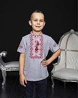 Футболка-вишиванка для хлопчика Зорянчик сірий зріст 98-152