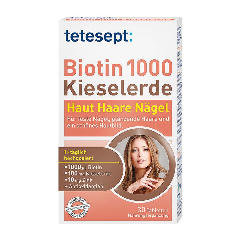 Вітаміни Tetesept Biotin 1000 + Kieselerde Тетесепт Біотин 1000 + Кремній для волосся, нігтів, шкіри, фото 1