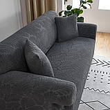 Чохол на диван універсальний для меблів колір графітовий 90-140 см Код 14-0617, фото 3