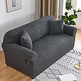 Чохол на диван універсальний для меблів колір графітовий 90-140 см Код 14-0617, фото 4