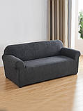Чохол на диван універсальний для меблів колір графітовий 90-140 см Код 14-0617, фото 8