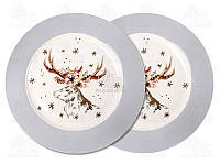 Lefard China Набор тарелок обеденных Новогодняя коллекция Рождественский олень 26см 924-663