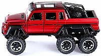 Машинка металева дитяча Mercedes-Benz G63 AMG 6x6, позашляховик, червоний, Автоексперт, 1:24, світло, інерція, відкриваються, фото 3