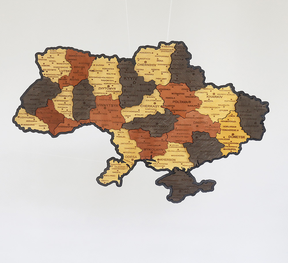 Карта України 3D об'ємна багатошарова англійською (+коробка) 55*38.5 см