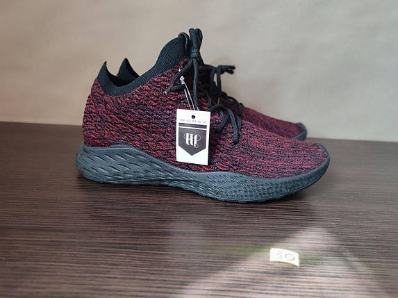 ЗНИЖКА! 40р (25.5 см) Бордові чоловічі кросівки-шкарпетки yeezy bost кеди тканина текстіль сітка, фото 1