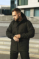 Демисезонная куртка мужская с капюшоном Waterproof черная 46 S