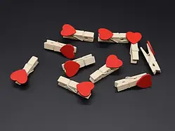 Прищіпка дерев’яна заготовка для творчості з серцем (100шт)