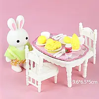 Набор мебели "Стол со стульями" с фигуркой зайчика ( Sylvanian families) арт. 6621-3 топ