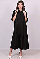 Платье женское черный однотонный без застежки софт макси Актуаль 072, 48