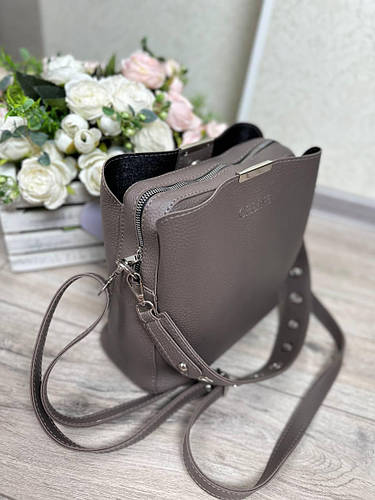 Женская сумка через плечо средняя стильная небольшая сумочка капуччино ...