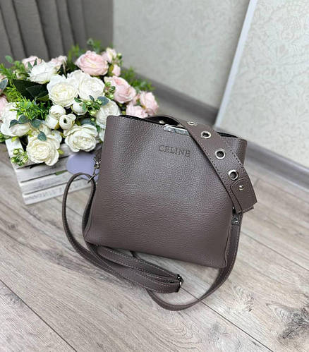 Женская сумка через плечо средняя стильная небольшая сумочка капуччино ...