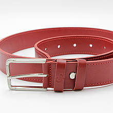 Ремінь жіночий натуральна шкіра grande pelle, червоний шкіряний пояс 4 см з класичною пряжкою