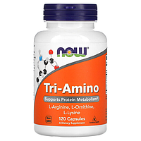 NOW Foods, Tri-Amino, Аминокислоты орнитин, аргинин, лизин, 120 капсул