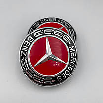 Ковпачки (заглушки) в диски Mercedes Benz (Мерседес) 75 мм NEW Чорно-Червоні, фото 3