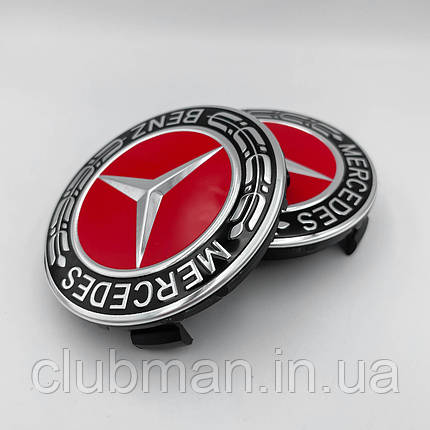 Ковпачки (заглушки) в диски Mercedes Benz (Мерседес) 75 мм NEW Чорно-Червоні, фото 1