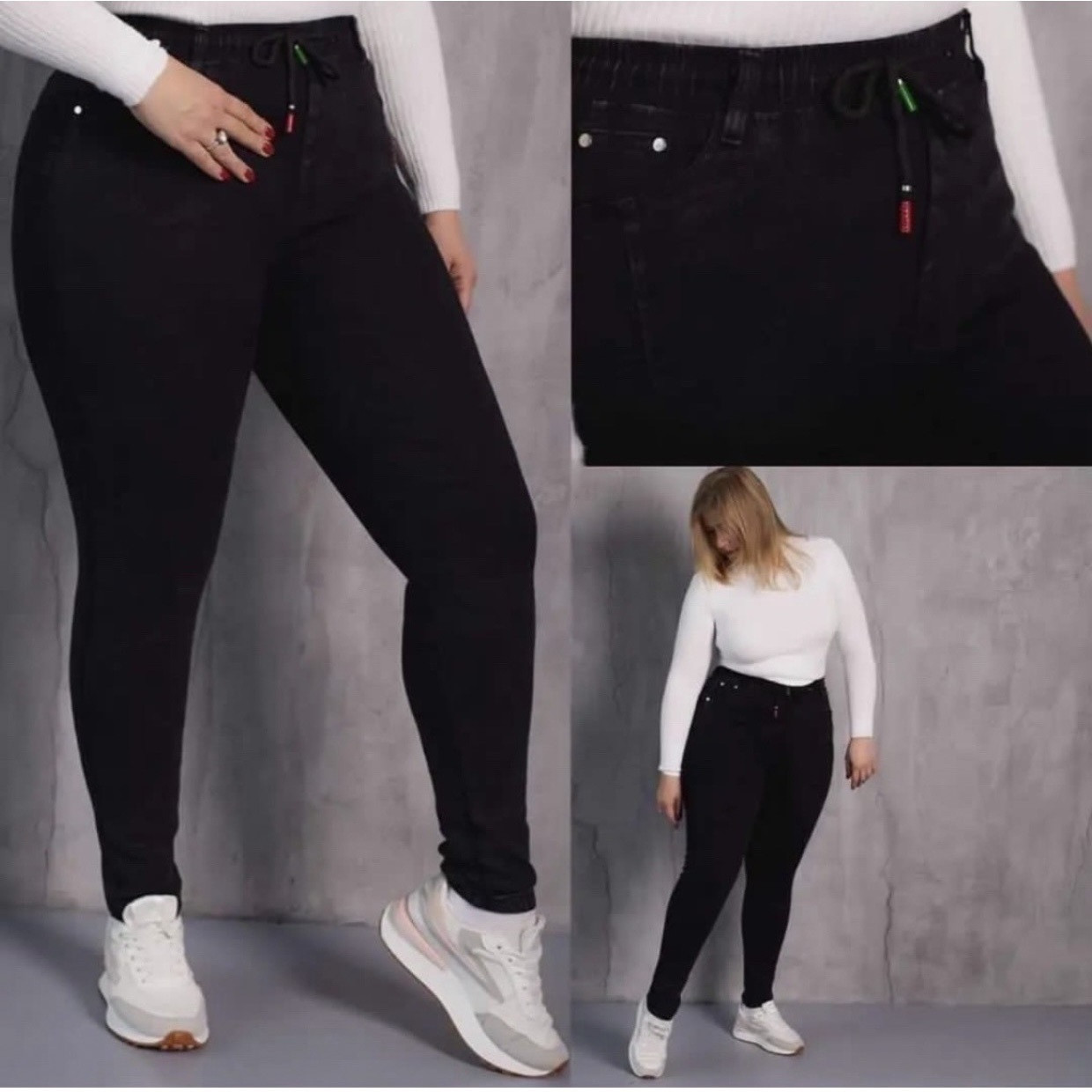 Джегінси жіночі на гумці зі шнурком великого розміру (розміри 50-66), фото 1