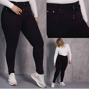 Джегінси жіночі на гумці зі шнурком великого розміру (розміри 50-66)