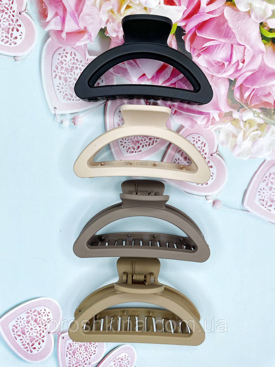 Краби для волосся 9 см каучук 12 шт./пач. коричневі, фото 1