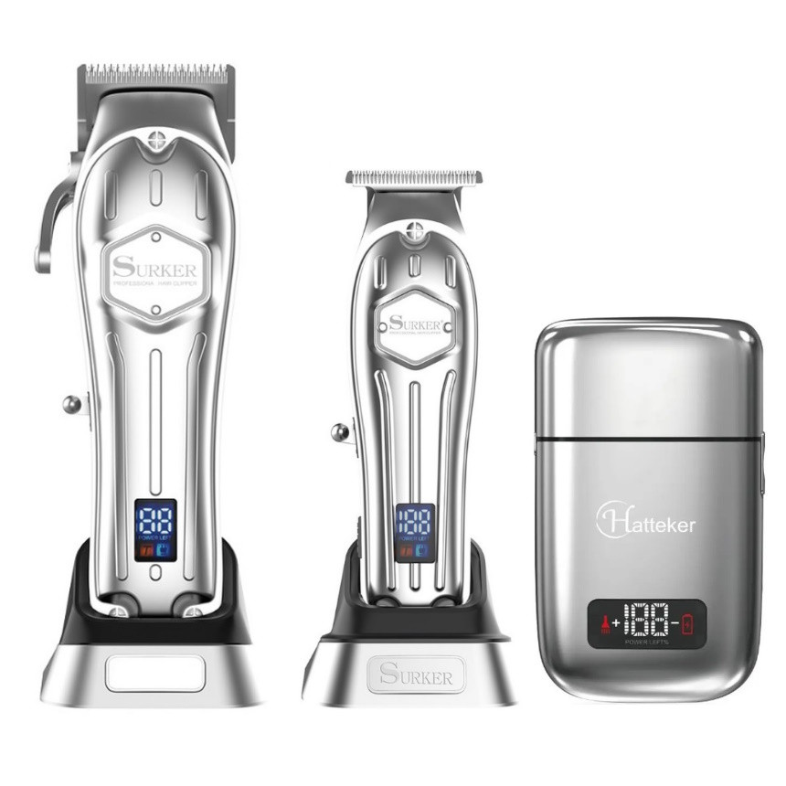 Комбо-набір для стрижки Surker&Hatteker Cordless Turbo Silver (SK-1615+SK-1613+TX2-SL)