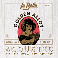Струны для акустической гитары La Bella 40PCL Golden Alloy Custom Light .011 - .052