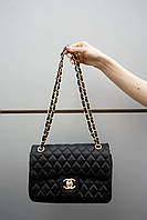 Сумка женская брендовая Chanel 2.55 Black/Gold Клатч женский Стильная женская сумочка через плечо