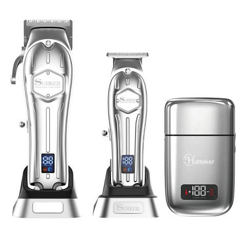 Комбо-набір для стрижки Surker&Hatteker Cordless Turbo Silver (SK-1615+SK-1613+TX2-SL), фото 1