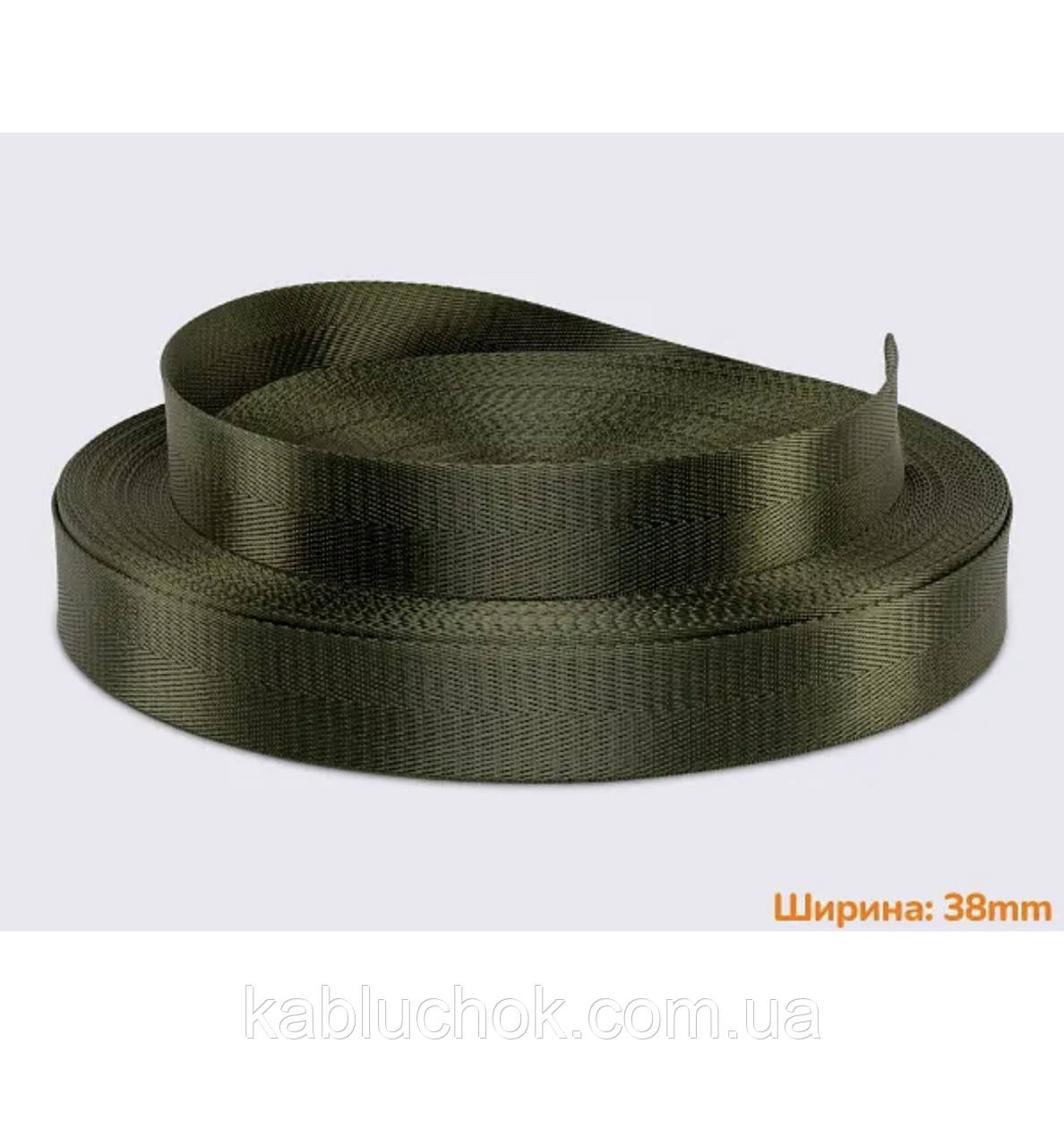 Стропа ремінна 38 мм поліестер, колір хакі (від 1 м), фото 1