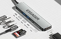 7in1 Hub 4K Essager Type C 3.1 to 4K HDMI Адаптер Gray