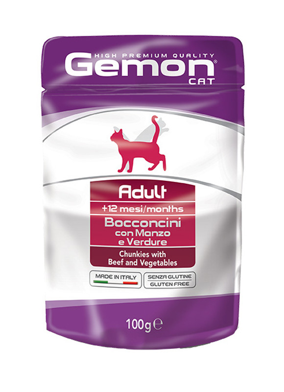 Упаковка Влажного Корма Gemon Adult для Котов с Говядиной и Овощами ...