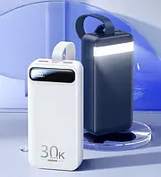Повербанк Remax 30000mAh Proda с фонарем PowerBank с индикатором заряда ,пауербанк Type-C,Micro,USB Белый