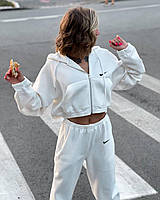 Спортивный женский прогулочный костюм двойка (укороченное худи Nike и штаны) в расцветках и размерах
