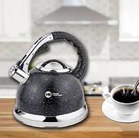 Гарний чайник із гранітним покриттям для газової плити, кухонний посуд із товстим дном мармурова крихта
