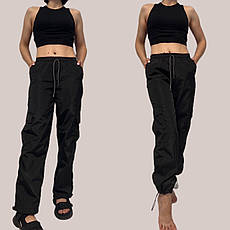 Стильні жіночі штани карго № 88 чорні, фото 2
