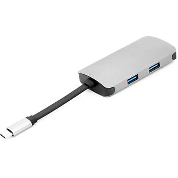 USB-хаб PowerPlant Type-C — HDMI 4K, USB 3.0, USB Type-C, RJ45