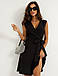 Стильне молодіжне плаття без рукавів з імітацією запаху, чорне, фото 2
