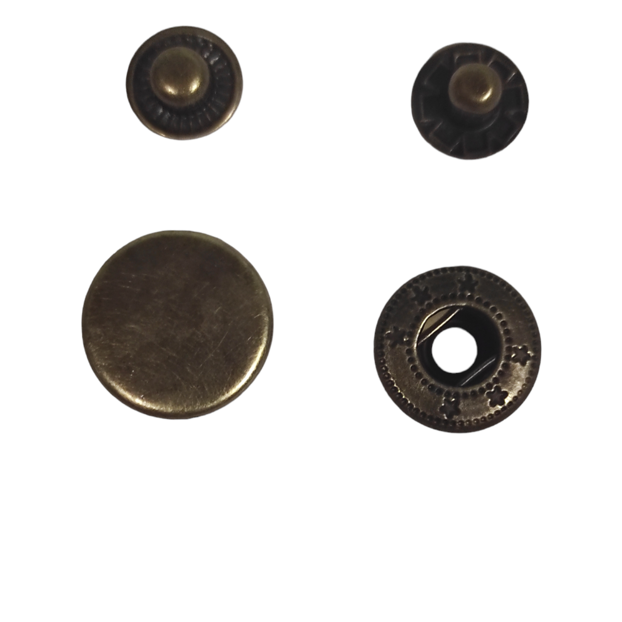 Кнопки металеві швейні галантерейні Альфа 15мм 50 штук для одягу та інших виробів колір антик (6626)