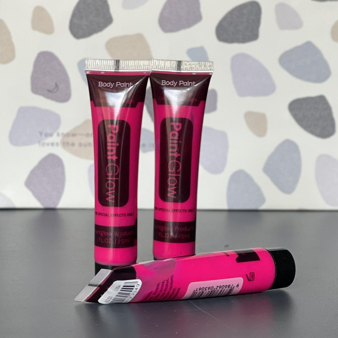 Грим для обличчя рожевий яскравий "Glow Paint", Хелловін, 25 мл, Краска для лица, фото 1