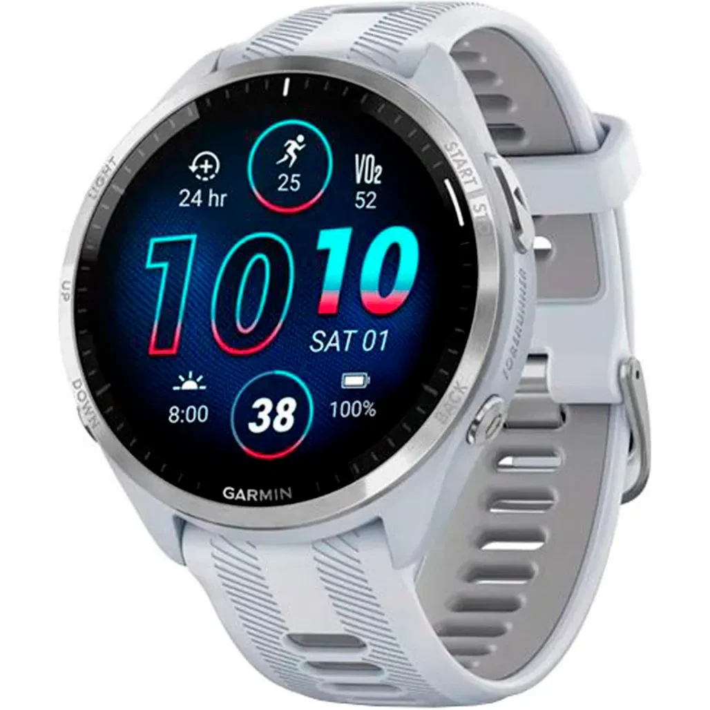 Garmin Forerunner 965 Titanium Bezel w. Whiteston Case and Whiteston/Powder Gray S. Band (010-02809-01)