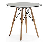 Стол круглый обеденный лофт из МДФ Этна Серый D800 мм на ножках для кухни, гостиной, кафе, баров Микс Мебель