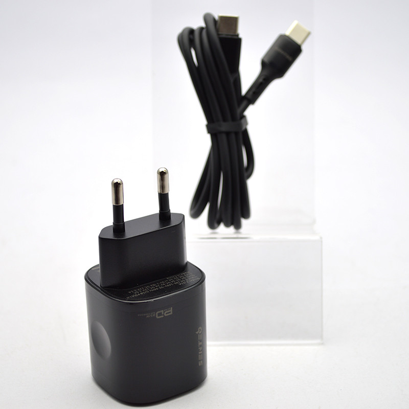 Мережевий зарядний пристрій SENTEO Z-02A GaN 25W+QC3.0 з кабелем Type-c to Type-c Black, фото 2