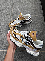 Мужские кроссовки New Balance 9060 Workwear (белые с бежевым и черным) классные спортивные демисезонные NB046