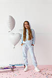 Спортивний костюм для дівчинки худі та джогери, дівчачий спортивний костюм демісезонний колір світло-блакитний 152, фото 3