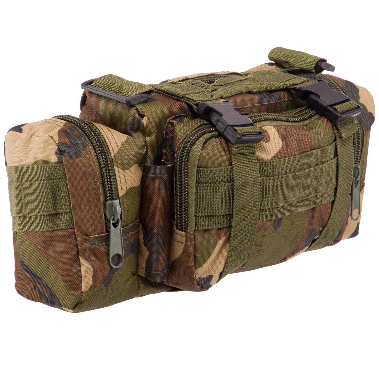 Сумка туристична на пояс Zelart TY-13002 розмір 34х15х9 см Розпиновка Woodland
