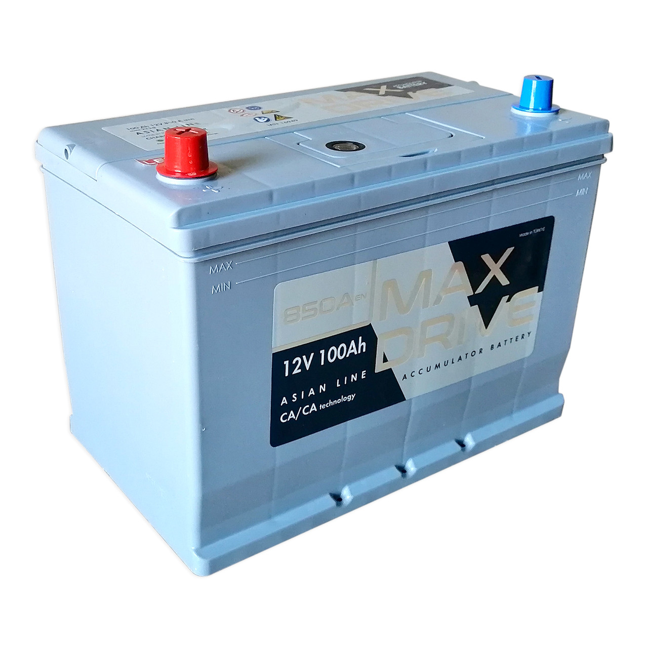 Акумулятор автомобільний 100 А·год (+/-) MAX DRIVE ASIA АКБ 303x175x227, фото 1